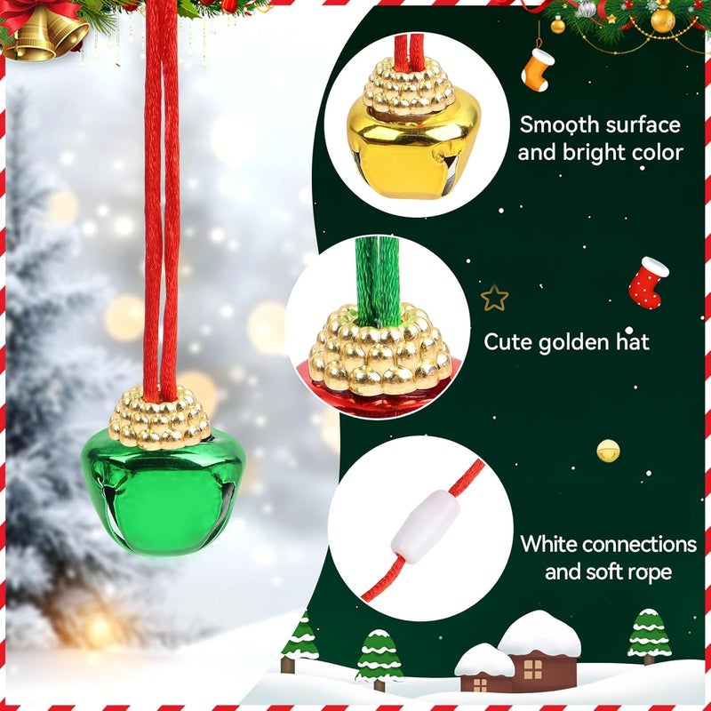LIGHOON 24 PCS Christmas Jingle Bell, Necklace Bells with Rope for Christmas Holiday Party Decoration Supplies (Red, Green) - Image 5